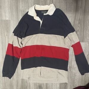 Striped Red and Gray Long Sleeve Shirt
